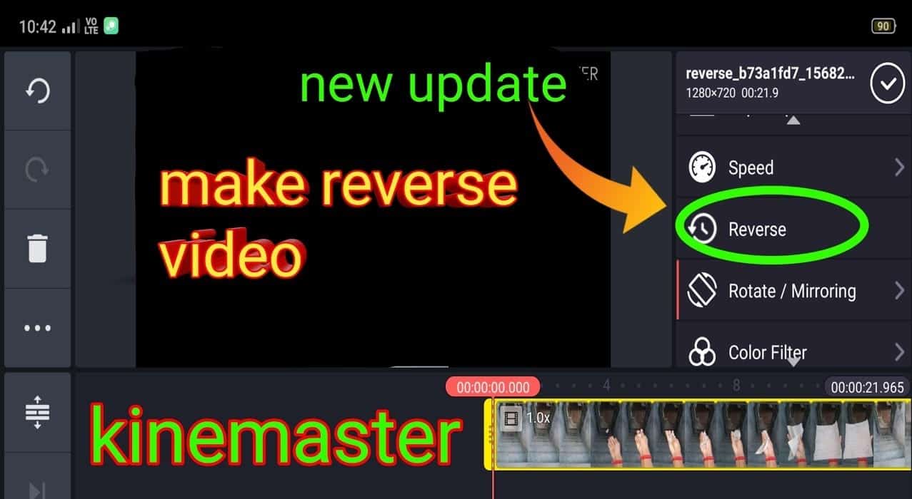 reverse video in kinemaster